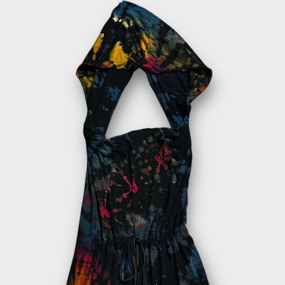 Kathmandu Jumpsuit With Hoodie Open Back Size Small Groovy Hippy Tie Waist - Picture 3 of 6
